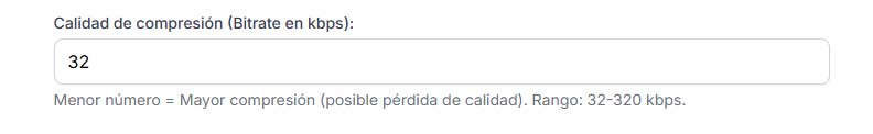 Calidad de compresión audio